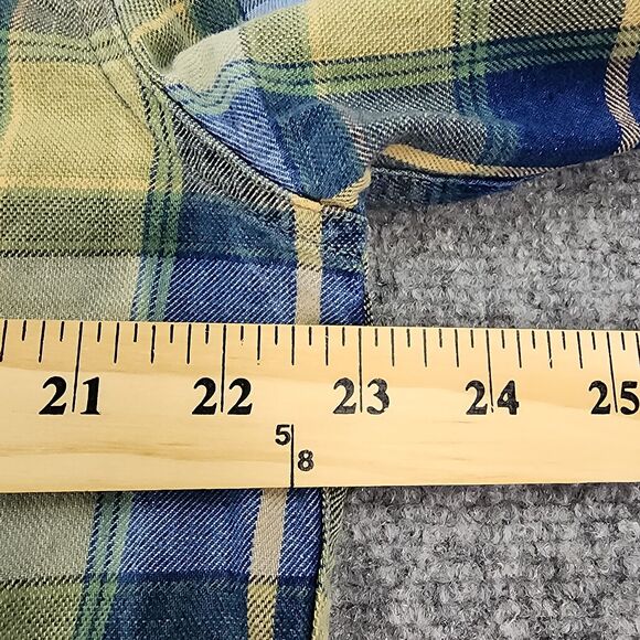 Lucky Brand Shirt Mens Large Indigo Plaid Long Sleeve Western Pearl Snap Button - Picture 5 of 16